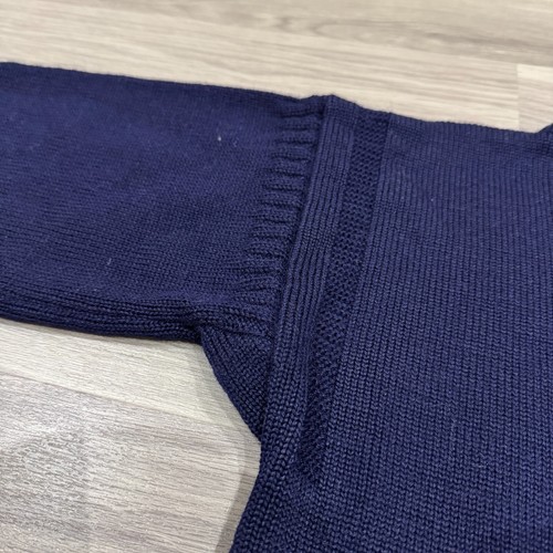 Guernsey Woollens Jumper Mens Small Navy Knit Fisherman Heavyweight Wool Sweater - Picture 2 of 8