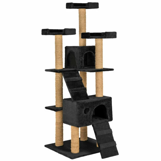 Tiragraffi e strutture neri per gatti