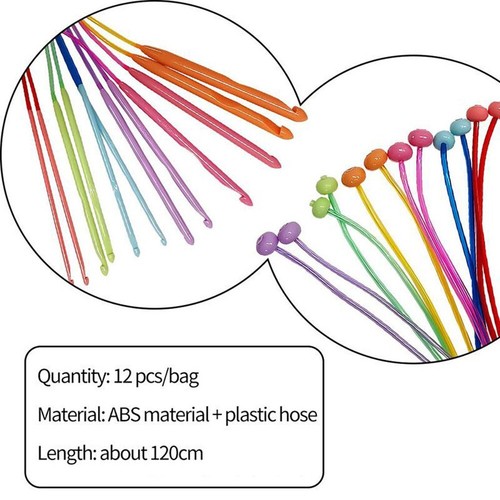 Tunisian Carbonized Plastic Crochet Hooks 12 Sizes for Professional Use - Picture 19 of 24