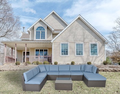 9 Pcs Rattan Sofa Wicker Patio Furniture Outdoor Sectional Sofa