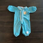 Vintage Cabbage Patch Kid Clothing Blue Terry cloth Romper Suit Teddy Bear Patch