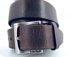 Timberland Men’s Size 32 Dark Brown Genuine Leather Casual Belt Made in USA