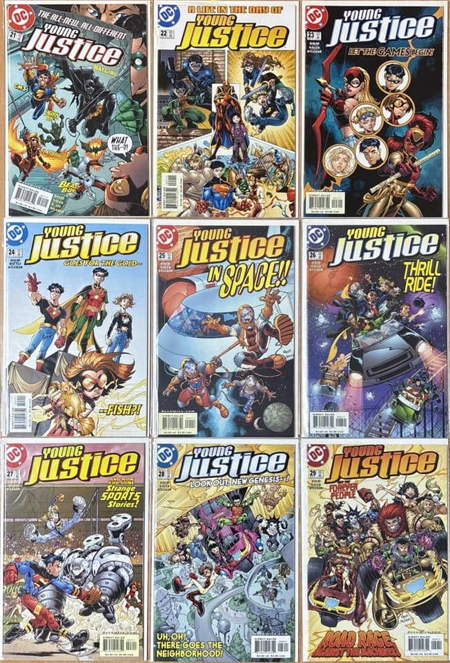 LOT OF 46 YOUNG JUSTICE #1-55 RUN + ONE SHOTS PETER DAVID DC 1998 all NM! - Image 3 of 4