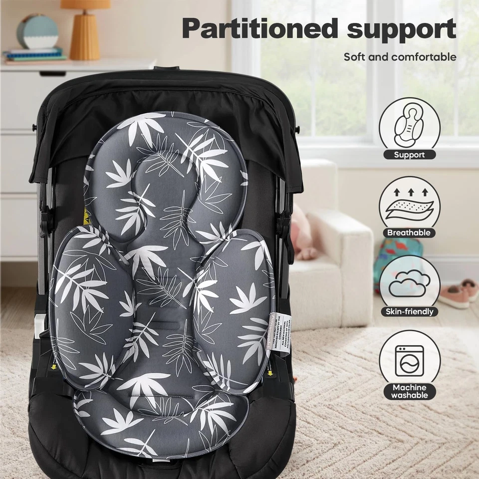 Inserto de asiento de coche para bebé, soporte de cuerpo para cabeza de bebé para almohadillas de cojín para recién nacido, compatible Foto 3 de 4