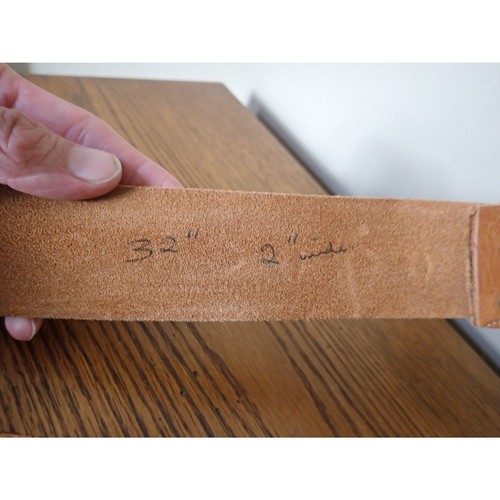 Vintage Leather Belt Stamped Leather Size 32 Interchangeable Buckle Brown - Picture 6 of 6