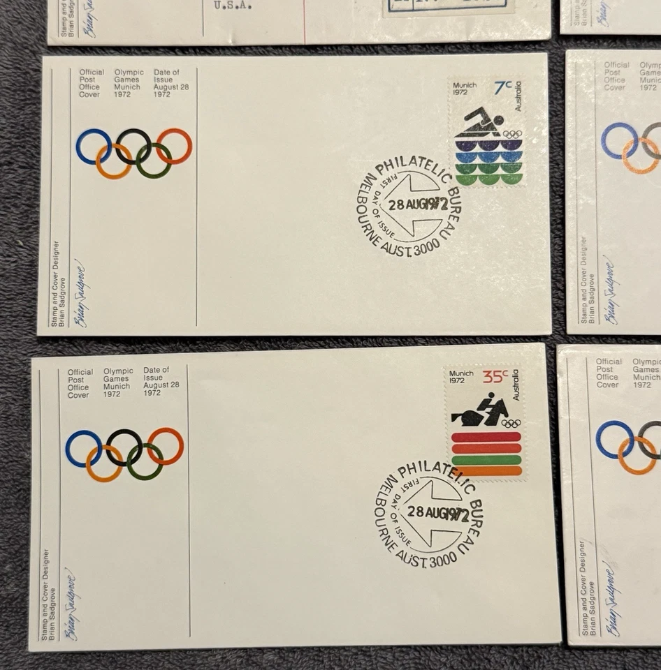 1972 Munich Olympics Australia FDC Lot (9) – Melbourne Philatelic Bureau Air Mai - Image 3 of 4
