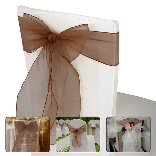 1/25/50/75/100 Organza Chair Cover Bow Sash WIDER FULLER BOWS Wedding Party - Picture 62 of 457