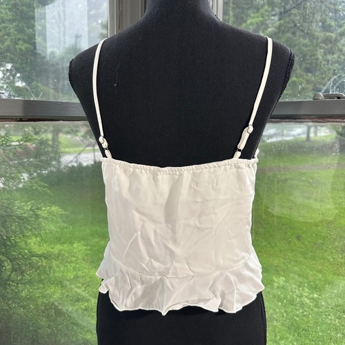 Princess Polly White Ruffle Tie Front Cami Crop Top Sleeveless Size 6 - Picture 3 of 4