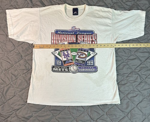 Camicia VINTAGE New York Mets uomo XL bianca Arizona Diamondbacks NLDS Playoffs - Foto 10 di 11