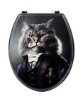 Sifcon Smartly Dressed Cat in a Jacket MDF Standard Close Universal Toilet Seat