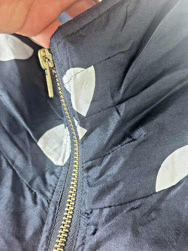 Vintage 80er EVR Windbreaker 100% Seide Bomber Trainingsjacke Gr. M gepunktet geblümt - Bild 7 von 17