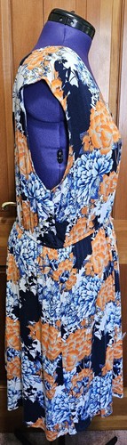 A.N.A Short Flared Floral Dress Orange Summer Holiday 2X Laced Open Back - Picture 4 of 5