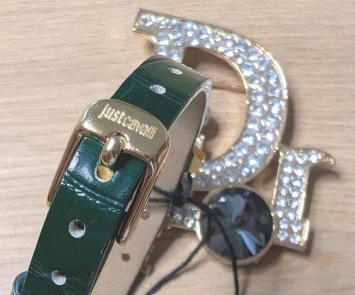 JUST CAVALLI Armband Grünes Leder Damen Luxus  Brosche DIOR - Bild 3 von 22
