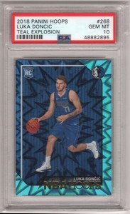 2018-19 Panini Hoops Luka Doncic Teal Explosion Rookie PSA 10