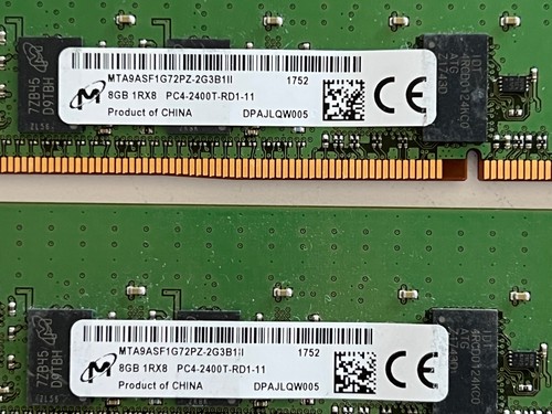 Micron 24GB (3x8GB) PC4-2400T DDR4 2400MHz ECC REG RAM MTA9ASF1G72PZ-2G3B1II - Picture 2 of 4