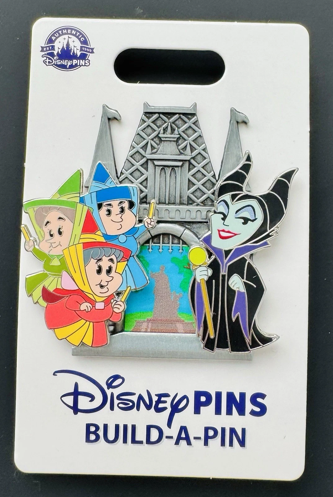 DISNEYLAND - Sleeping Beauty Castle fairy godmother Maleficent Build-a-Pin