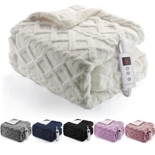 Electric Heated Throw Blanket Warming with 10hrs Timer Auto-Off ETL Certified