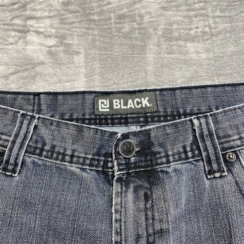 CJ Black Slim Straight Jeans Men’s 38x32 Denim Black Light Wash Distressed - Picture 7 of 12