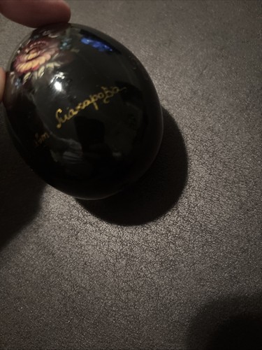 Vintage 4" Black Acm. ? Suakapoba Deko Holz Ei TOP ZUSTAND FS - Bild 4 von 7