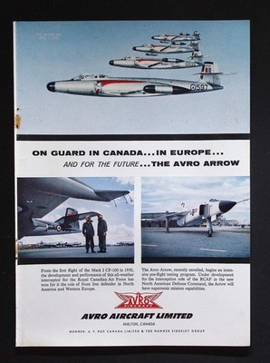 Original 1957 Werbung Avro Flugzeug Avro Arrow Canadian Interceptor Jet