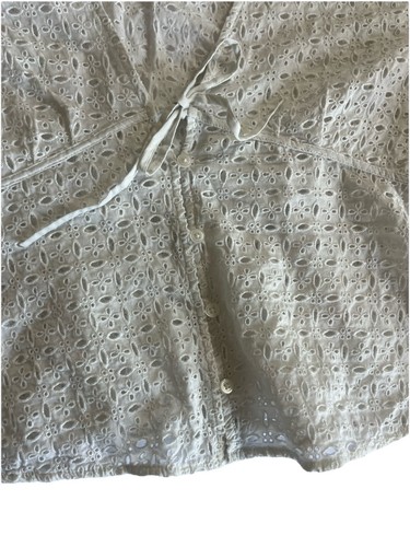 Madewell Tie-Front Top in Eyelet White Size XL Beachy Boho Cotton Vacation - Picture 5 of 9