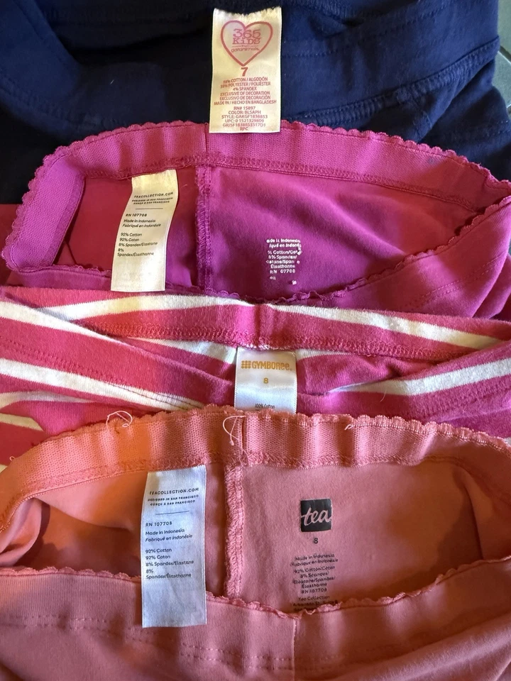 LOTE Leggings Tea Collection Carters Niñas Algodón Tejido Talla 7-8 Sólidos Cara de Gato! Foto 4 de 4