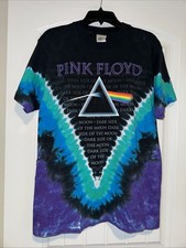Vintage Liquid Blue Pink Floyd Dark Side of the Moon Tie Dye Aop T Shirt Med Y2K