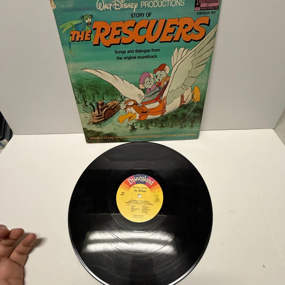 Walt Disney - The Rescuers LP рассказчик винил с книгой 3816 1977 - Изображение 2 из 4