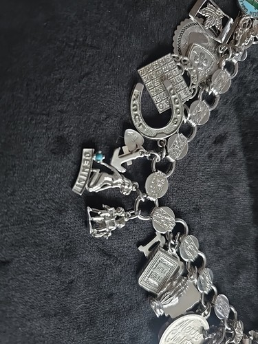 sterling silver charm bracelet vintage - Picture 5 of 13