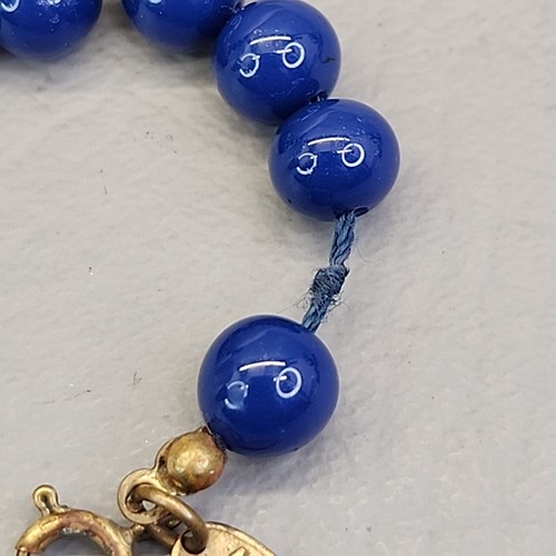 Vintage Miriam Haskell Perlenarmband blau geknotet 8,5" - Bild 8 von 11