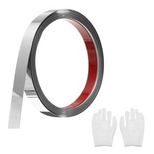 Mirrored Silver Peel Stick Wall Molding Trim with Glove,0.6"x 9.8Ft