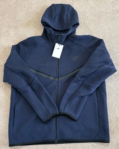 Neu Nike Sportswear Tech Fleece Kapuzenpullover mit Reißverschluss für Herren marineblau HV0949-451 Größe LARGE