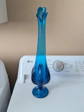 Viking Glass Epic Bluenique Color? 18.5 inch Swung Glass Vase Vintage MCM