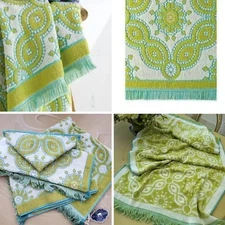 John Robshaw Petra Three-Yarn Dyed Jacquard Fringe 3 Piece Towel Set - New