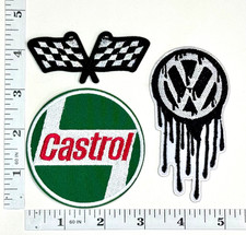 Embroidered 3-patch Set - Racing - Flag - Rally - Auto - Iron-on - Castrol - Vw Embroidered 3-patch Set - Racing - Flag - Rally - Auto - Iron-on - Castrol - Vw