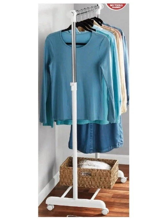 Adjustable Rolling Garment Rack Metal Chrome, White, FREE SHIPPING!!! - Image 2 of 4