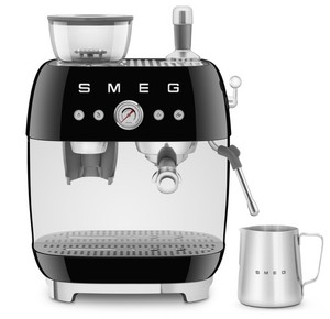 SMEG EGF03BLEU 50s Style Siebträgermaschine mit Kaffeemühle Schwarz