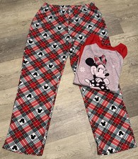 Disney Minnie Mouse Woman  s Size Medium 2-piece Set Fleece Pants And Top Pajama