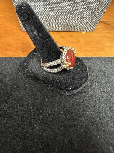 ANILLO CABUJÓN CORNALINA LISO BARBARA BIXBY ESTERLINA 18K TALLA 10 - Imagen 4 de 11