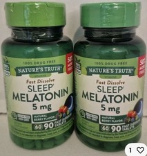 2 Nature's Truth Melatonin 5 mg Fast Dissolve Tablets 90 Count ea - Exp 7/25