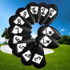 Magnetic Iron Wedge Covers, 12 pcs Embroidered Golf Headcover Set in PU