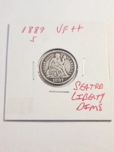 1887 S VF+++ SEATED LIBERTY DIME RARE