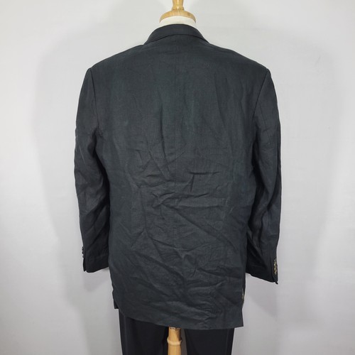 Tasso Elba Men's Sport Coat Blazer Two Button Black 100% Linen Size XL 45-47 - Picture 11 of 14