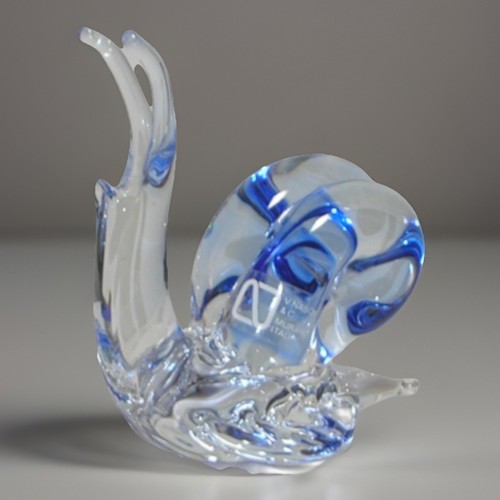 Murano Blown Glass Snail Sculpture 4" Tall Clear & Venetian Blue V. Nason & C - Picture 4 of 23
