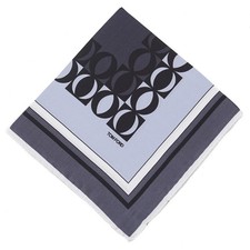 Tom Ford Dark Gray and Ice Blue Contrast Print Silk Pocket Square New