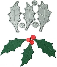 Christmas Holly Berries Metal Cutting Die Cuts, Leaves Decoration Stencils DIY C