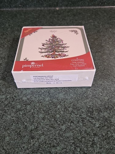 Pimpernel Spode Weihnachtsbaum Untersetzer 6er Set Kork Unterlage Versiegelte Verpackung - Bild 2 von 4
