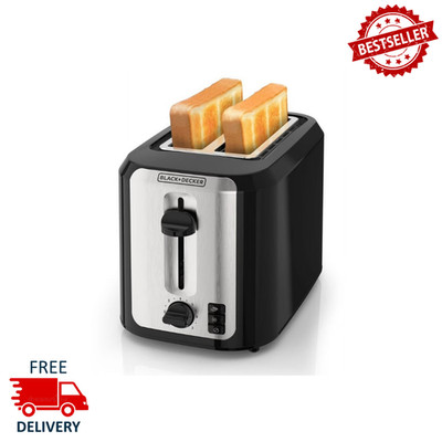 BLACK+DECKER 2-Slice Toaster, Extra-Wide Slots, Bagel Function, Black Stainless