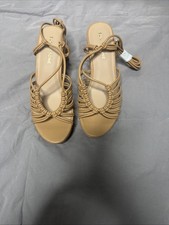 Sun And Stone Light Brown Strap Cork Sandals Size 8