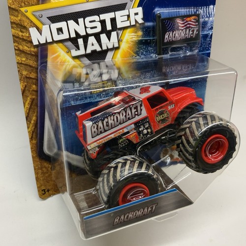 Monster Jam Backdraft Mud Team Flag Serie Hot Wheels nuevo sin abrir - Imagen 6 de 8